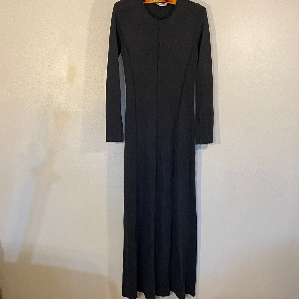 Zara Black Long Sleeve Maxi Ribbed Dress